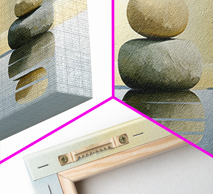 Stacked Stones Beside Calm Water Canvas Print, Spa Art, Wildlife Wall Art, Spa Decor, Watercolor Art, Serenity, SPA-3x1-41