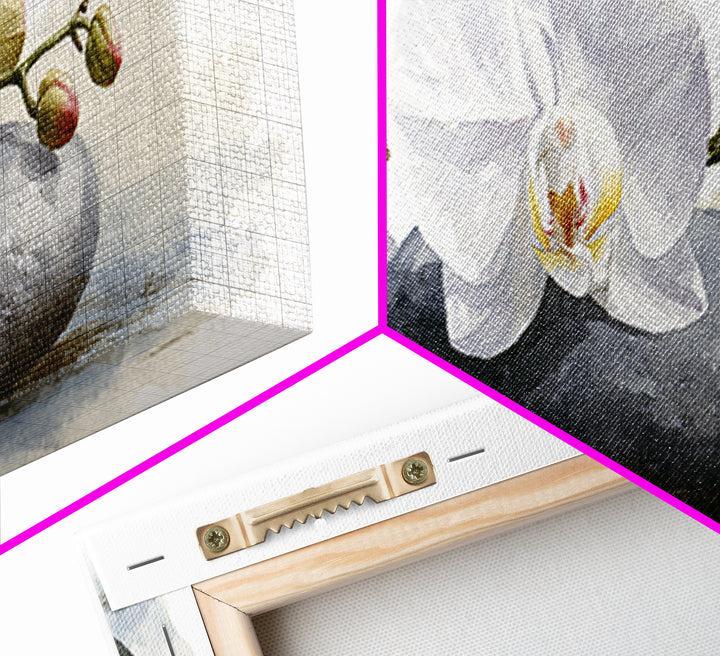 White Orchid on Smooth Gray Stone Canvas Print, Spa Art, Modern Home Decor, Spa Decor, Fine Art, Serenity, Neutral Decor, SPA-3x1-42