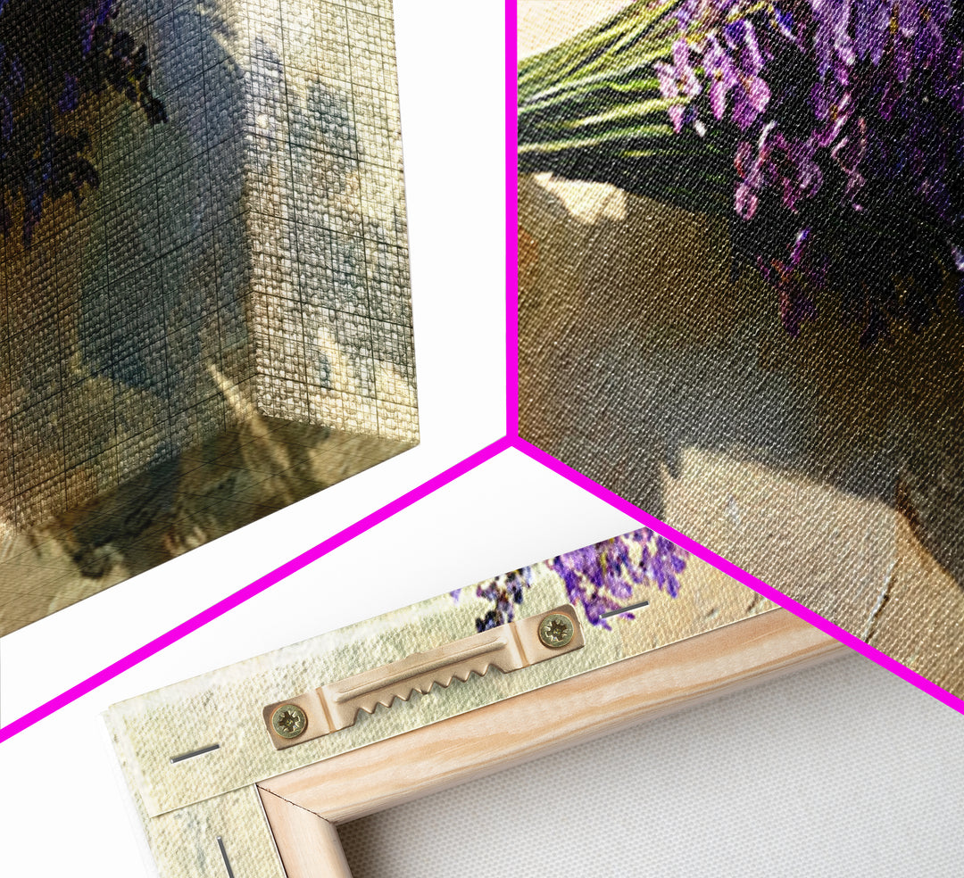 Lavender Bundle with Soft Shadow Framed Canvas Print, Spa Art, Black Woman Art, Spa Decor, Oil Painting, Serenity, SPA-3x1-47