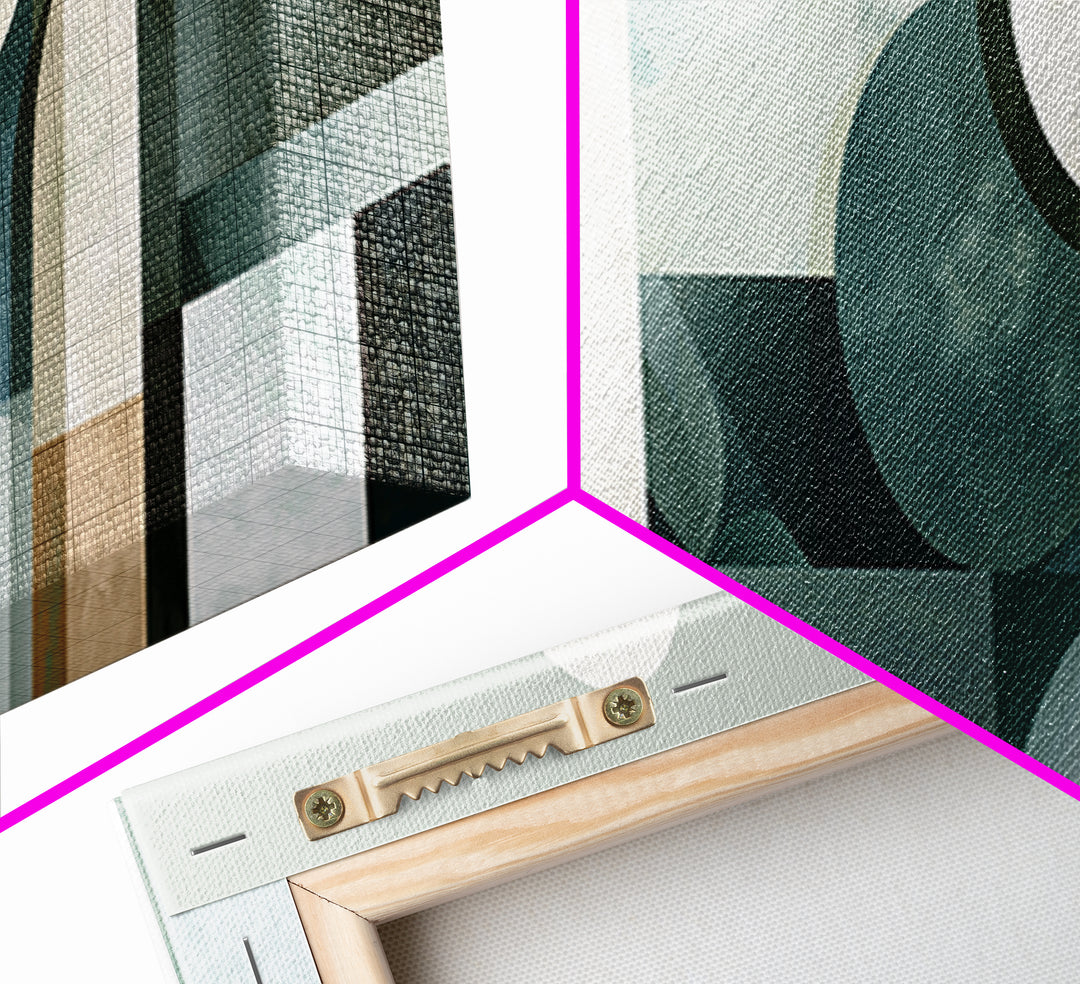 Sage and Ivory Geometric Calm Composition Canvas Print, Spa Art, Hair Salon Wall Art, Spa Decor, Abstract Art, Serenity, SPA-3x1-61