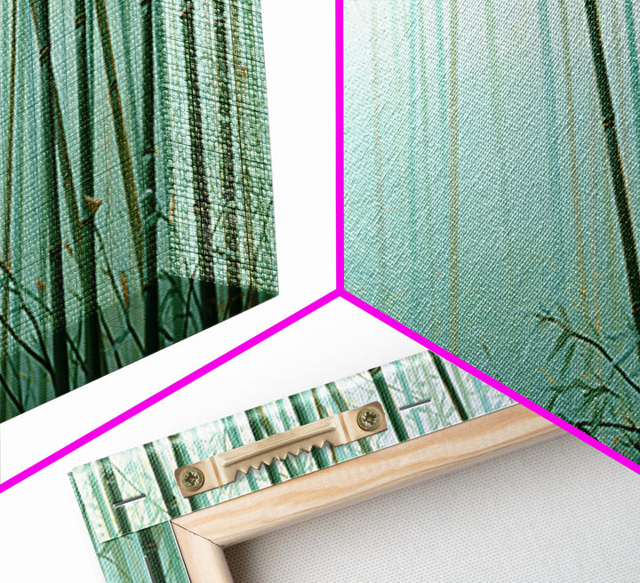 Misty Bamboo Forest Framed Canvas Print, Spa Art, Gallery Decor, Spa Decor, Fine Art, Serenity, Wall Art, Home Decor, SPA-3x1-69