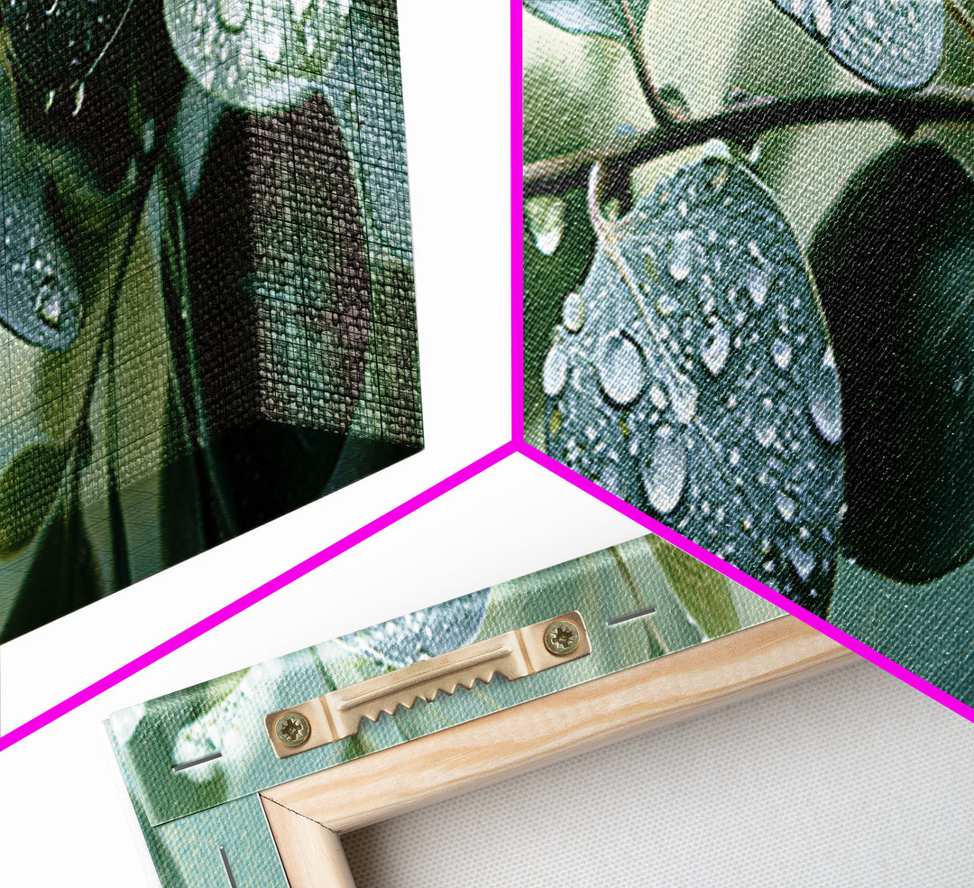 Rain on Leaves Canvas Print, Spa Art, Printable Wall Art, Spa Decor, Serenity, Feminine Wall Art, Fine Art Photography, SPA-3x1-80