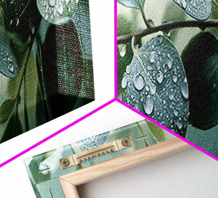 Rain on Leaves Canvas Print, Spa Art, Printable Wall Art, Spa Decor, Serenity, Feminine Wall Art, Fine Art Photography, SPA-3x1-80