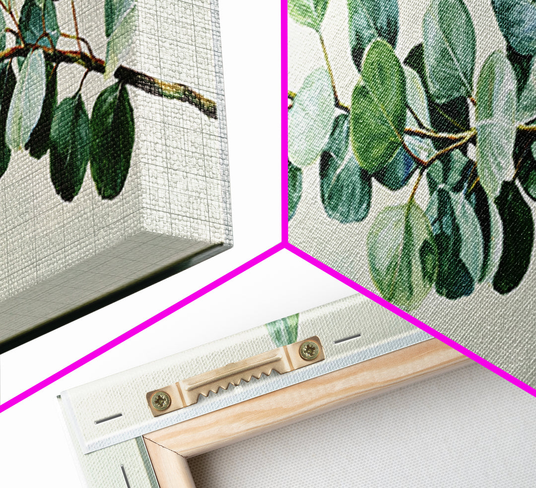 Eucalyptus Branch in Soft Green Watercolor Canvas Print, Spa Art, Wall Art Print, Spa Decor, Fine Art, Serenity, Animal Art, SPA-3x1-91
