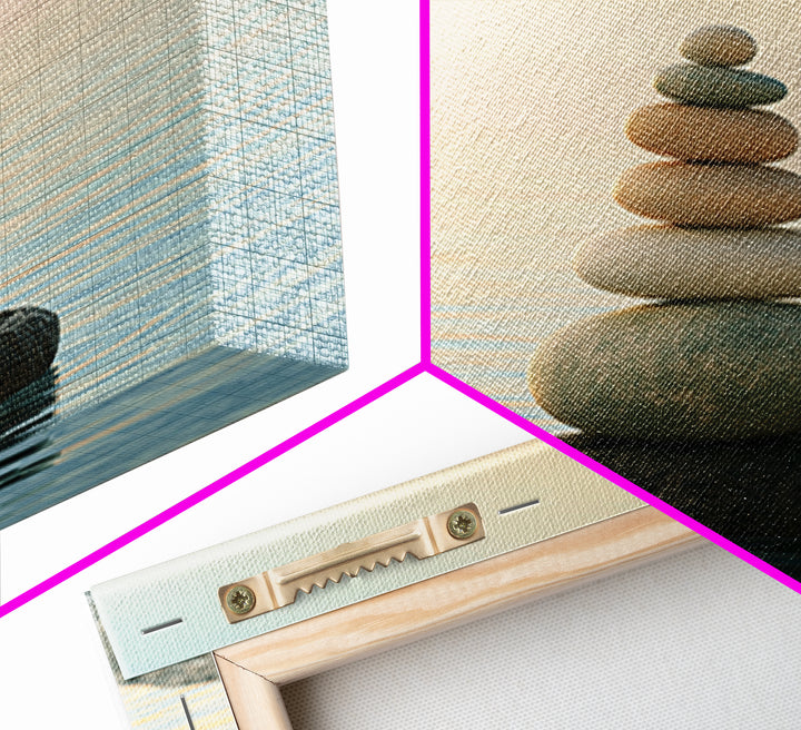 Stacked Stones Beside Calm Water Canvas Print, Spa Art, Modern Decor, Spa Decor, Fine Art, Serenity, Wall Decor, SPA-3x2-29