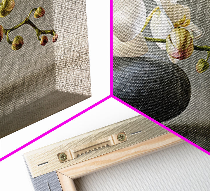 White Orchid on Smooth Gray Stone Canvas Print, Spa Art, Salon Decor, Spa Decor, Fine Art, Serenity, Statement Artwork, SPA-3x2-30