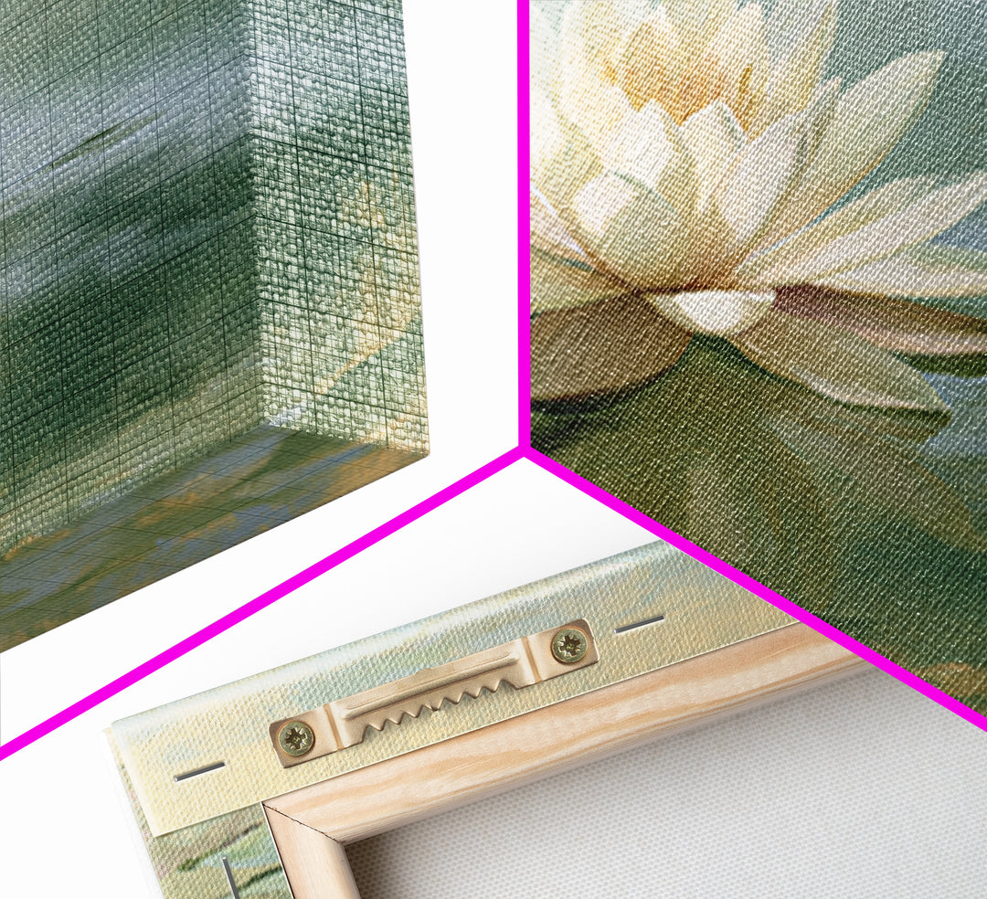 Lotus Flower Floating on Still Pond Canvas Print, Spa Art, Esthetician Decor, Spa Decor, Oil Painting, Serenity, Room Decor, SPA-3x2-32