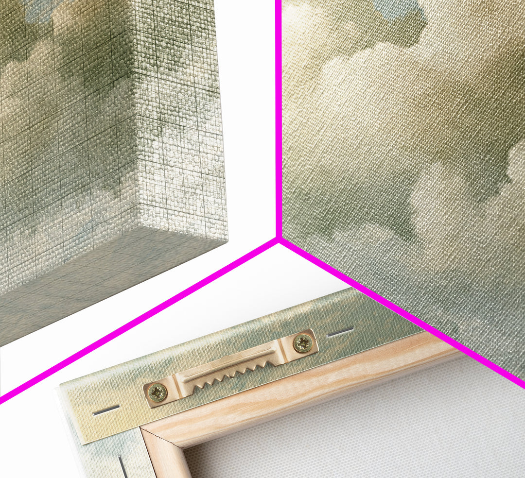 Soft Cloudscape in Cream and Sage Framed Canvas Print, Spa Art, Wildlife Wall Art, Spa Decor, Watercolor Art, Serenity, SPA-3x2-41