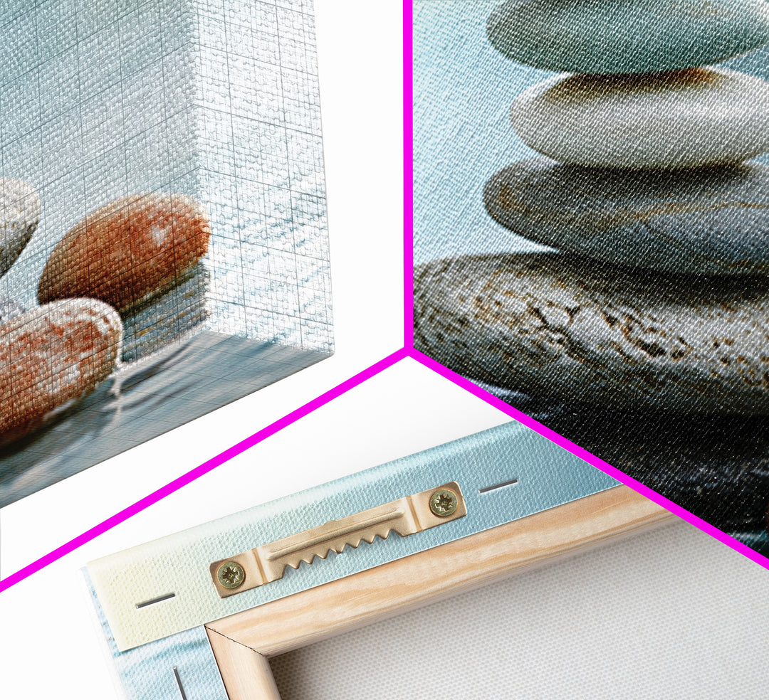Stacked Stones Beside Calm Water Canvas Print, Spa Art, Modern Decor, Spa Decor, Fine Art, Serenity, Wall Decor, SPA-3x2-53