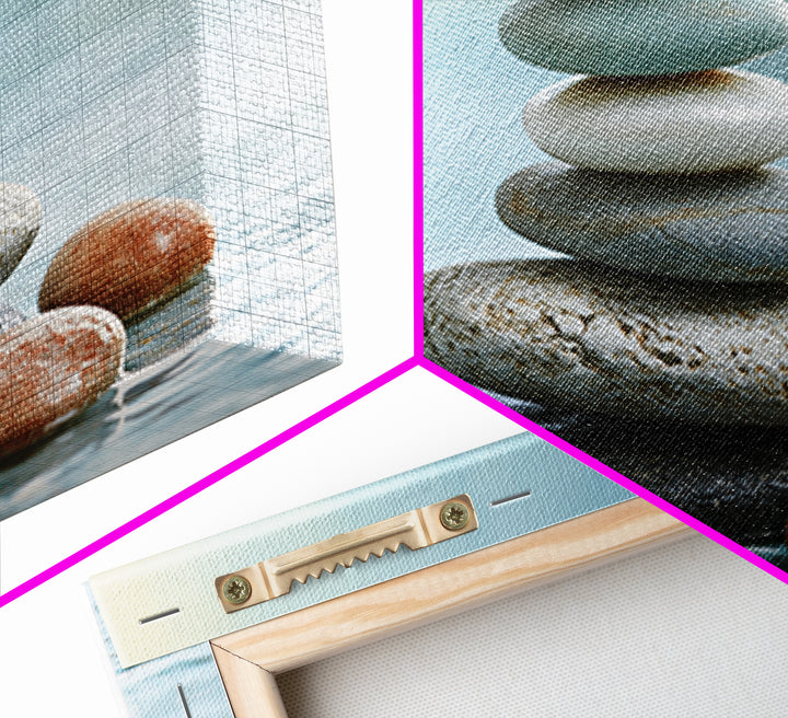 Stacked Stones Beside Calm Water Canvas Print, Spa Art, Modern Decor, Spa Decor, Fine Art, Serenity, Wall Decor, SPA-3x2-53