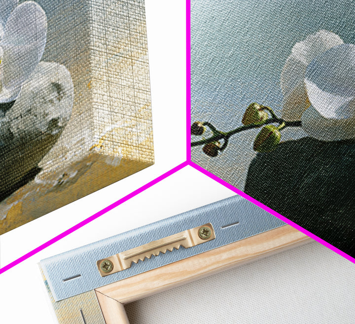 White Orchid on Smooth Gray Stone Canvas Print, Spa Art, Salon Decor, Spa Decor, Fine Art, Serenity, Statement Artwork, SPA-3x2-54