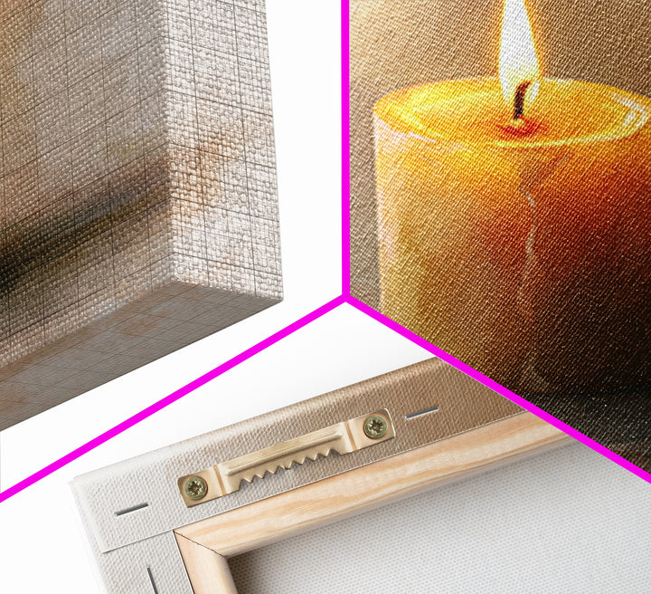 Warm Candle Flame Canvas Print, Spa Art, Hair Salon Wall Art, Spa Decor, Oil Painting, Serenity, Minimalist Decor, SPA-3x2-61