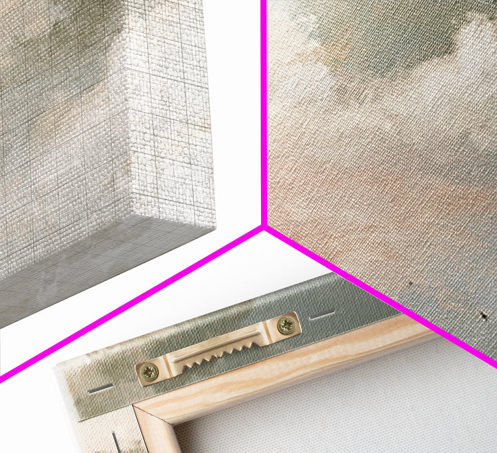 Soft Cloudscape in Cream and Sage Canvas Print, Spa Art, Boho Decor, Spa Decor, Oil Painting, Serenity, Printable Art, SPA-3x2-89