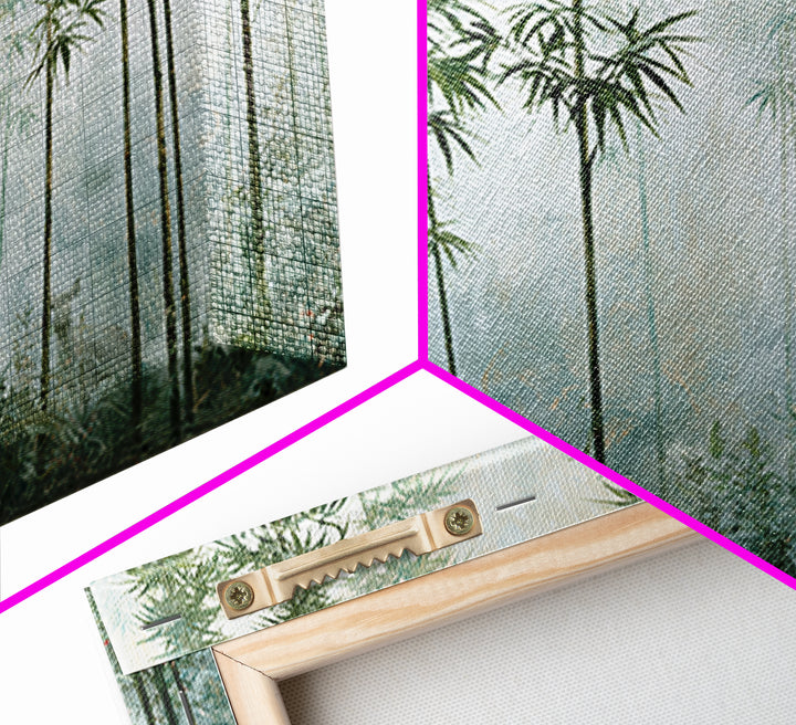 Misty Bamboo Forest Framed Canvas Print, Spa Art, Salon Decor, Spa Decor, Oil Painting, Serenity, Statement Artwork, Boho Decor, SPA-3x2-9