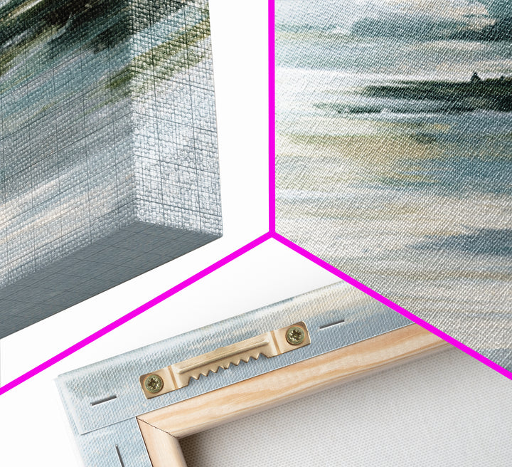 Moonlit Lake Reflection Framed Canvas Print, Spa Art, Abstract, Spa Decor, Watercolor Art, Serenity, City Art, Spa Wall Art, SPA-3x2-99