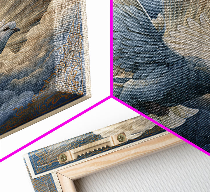 Dove Flying Through Radiant Clouds Canvas Print, Spiritual Art, Canvas Wall Art, Living Room Decor, Fine Art, Spirit, SPI-1x1-77