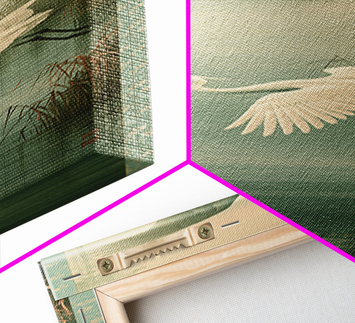 White Crane Flying Framed Canvas Print, Spiritual Art, African American Art, Living Room Decor, Watercolor Art, Spirit, SPI-1x3-36