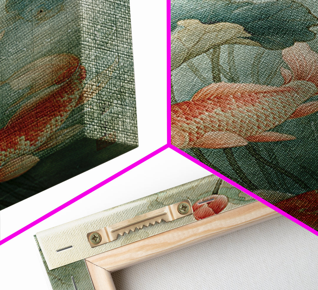 Lotus and Koi Canvas Print, Spiritual Art, Framed Wall Art, Living Room Decor, Fine Art, Spirit, Digital Poster, SPI-2x3-50