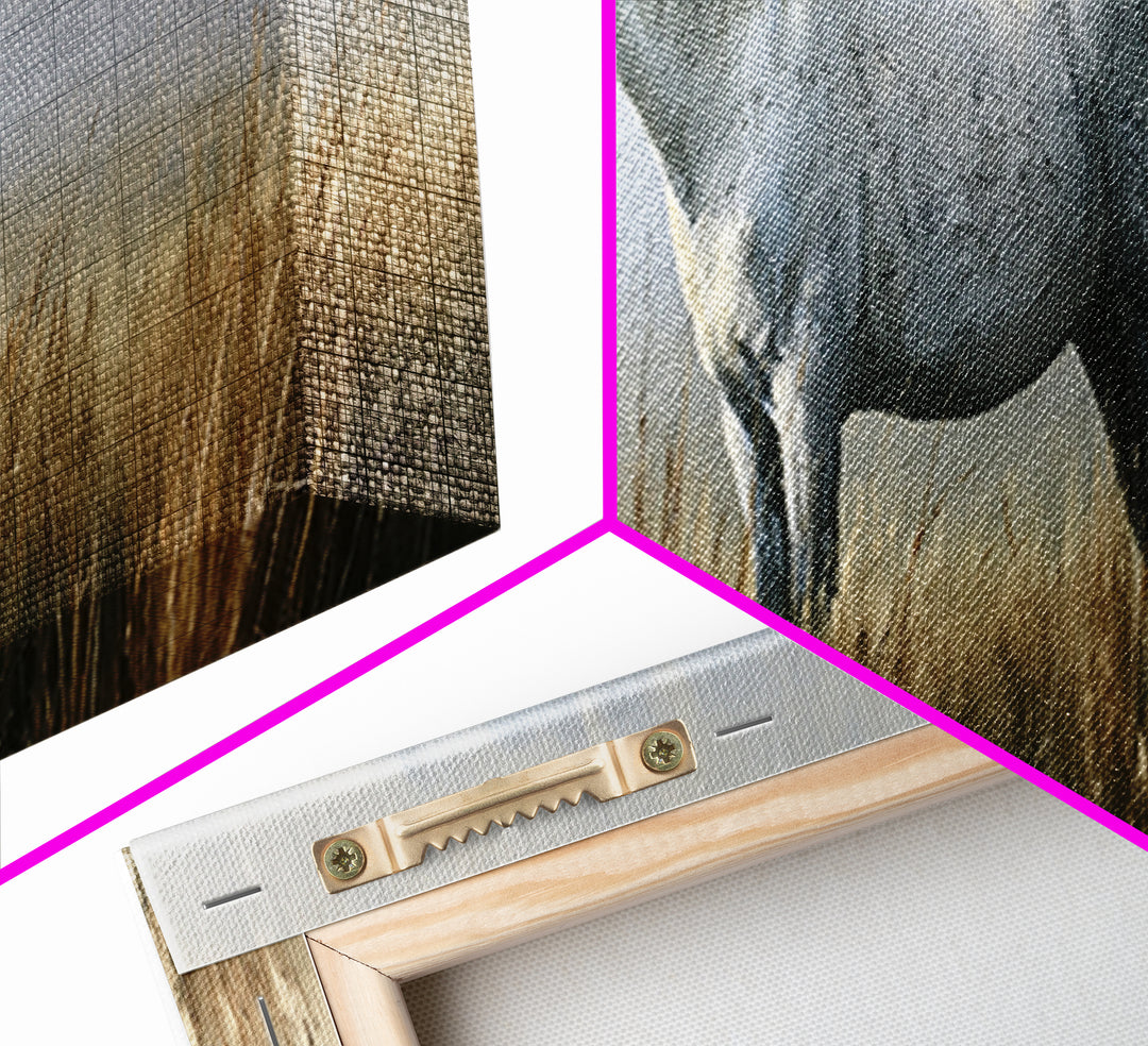 White Horse in Misty Sacred Landscape Framed Canvas Print, Spiritual Art, Abstract Wall Art, Living Room Decor, Spirit, SPI-3x1-2