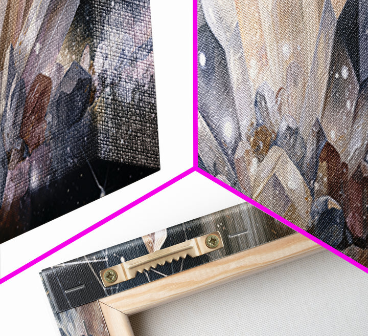 Crystal Cluster with Moonlight Reflections Canvas Print, Spiritual Art, Christian Decor, Living Room Decor, Spirit, Art Print, SPI-3x1-5