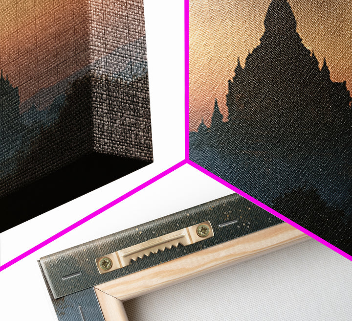 Ancient Temple Silhouette Framed Canvas Print, Spiritual Art, Art Prints, Living Room Decor, Spirit, Abstract Wall Art, SPI-3x2-23