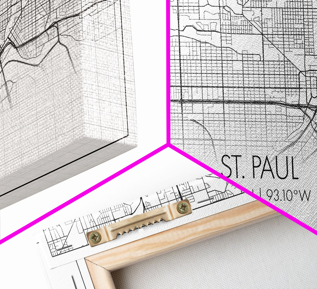 St Paul City Map, Minnesota Art, Map Print, Modern Wall Art, Wall Art, Canvas Art, Bedroom Teen Girl Art, Newlywed Gift, College Dorm Décor