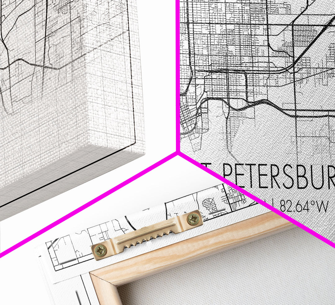 St Petersburg City Map, Florida Art, Map Print, Modern Wall Art, Wall Art, Canvas Art, First Home Gift, Ranch House Décor, Office Prints