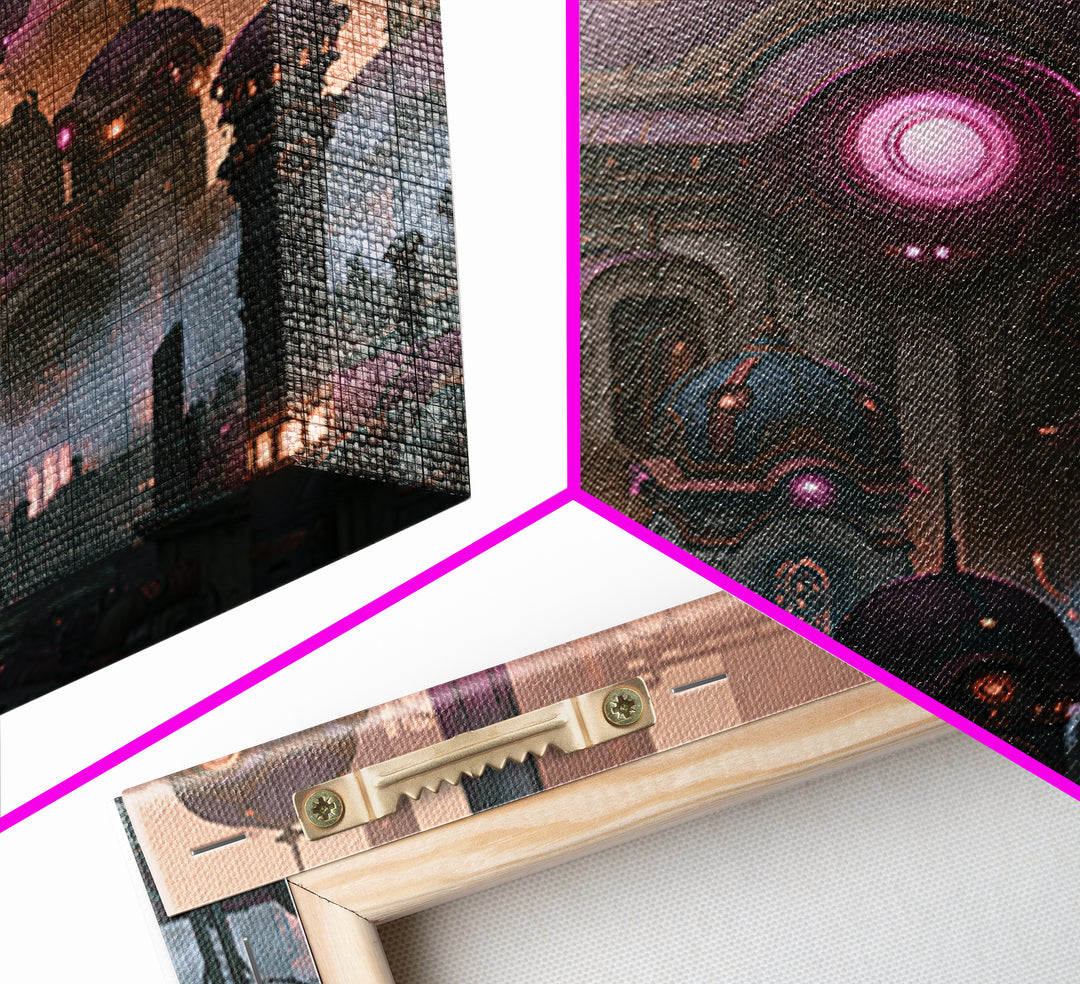 Steam Powered City Skyline Canvas Print, Steampunk Art, Luxury Decor, Living Room Decor, Abstract Art, Mechanic, STE-1x1-45