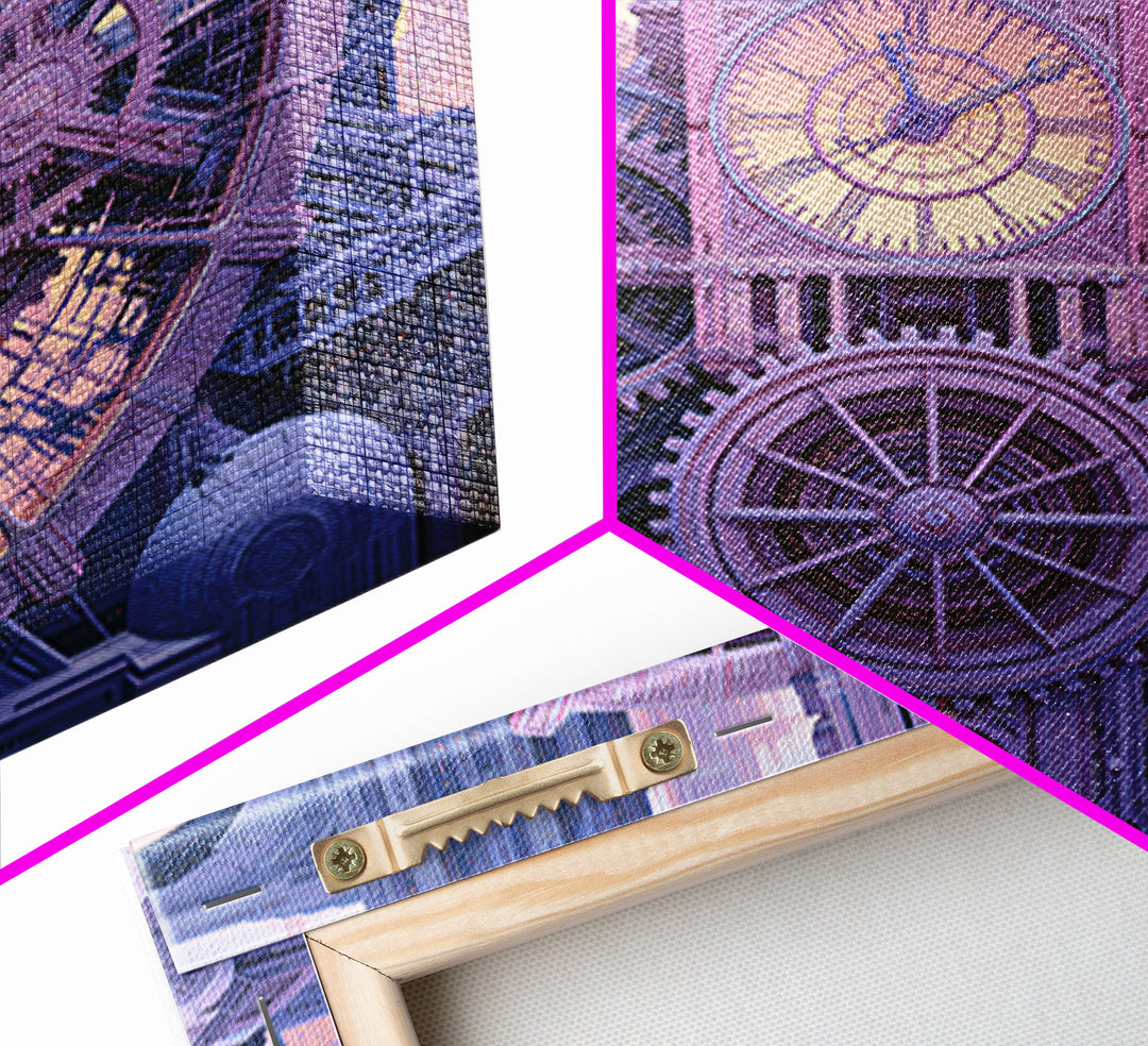 Clock Tower Gears Framed Canvas Print, Steampunk Art, Boho Decor, Living Room Decor, Oil Painting, Mechanic, Art Print, STE-1x1-61