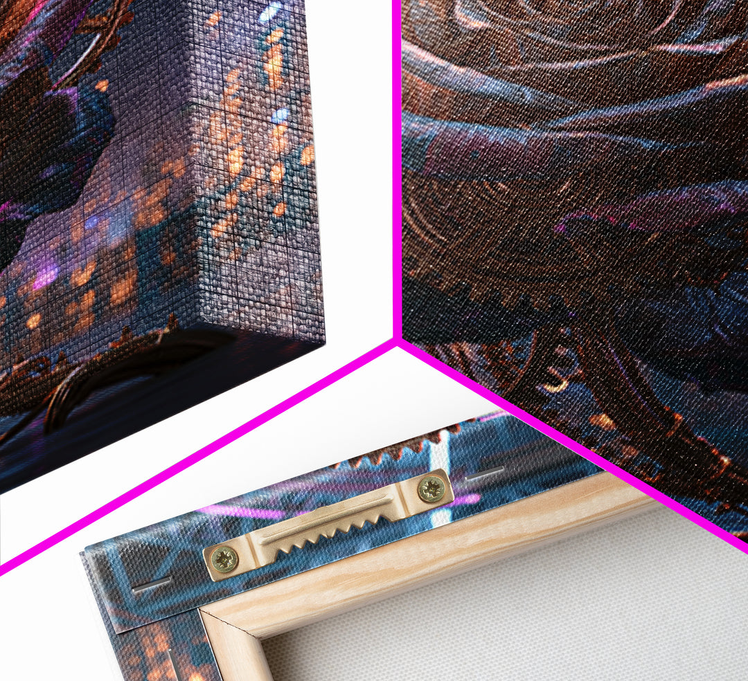 Mechanical Rose Made of Copper Gears Canvas Print, Steampunk Art, Wall Decor, Living Room Decor, Mechanic, Whimsical Decor, STE-1x1-99