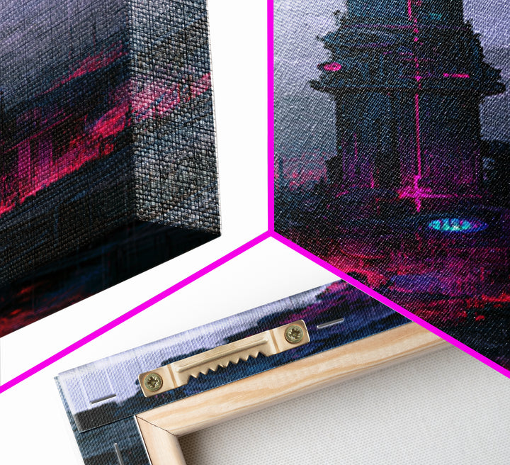 Steam Powered City Skyline Canvas Print, Steampunk Art, Wall Art Living Room, Living Room Decor, Abstract Art, Mechanic, STE-1x3-81