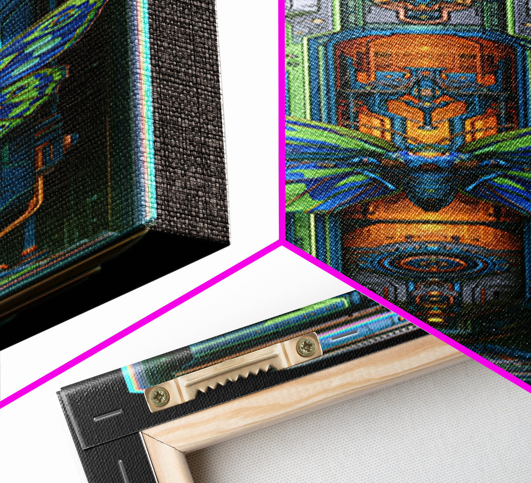Mechanical Butterfly Specimen Canvas Print, Steampunk Art, Textured Painting, Living Room Decor, Mechanic, Original Art, STE-1x3-98