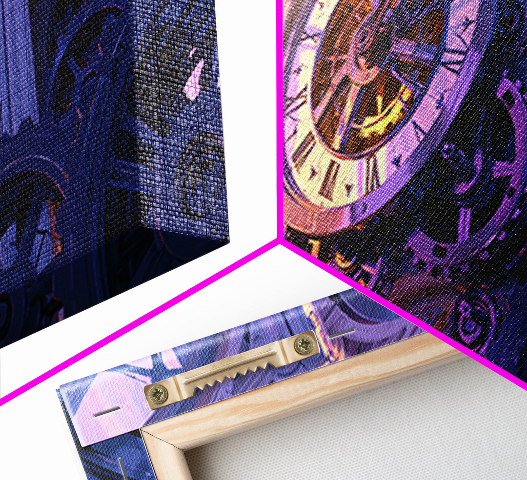 Clock Tower Gears Framed Canvas Print, Steampunk Art, Halloween Decor, Living Room Decor, Fine Art, Mechanic, Boho Wall Art, STE-2x1-33