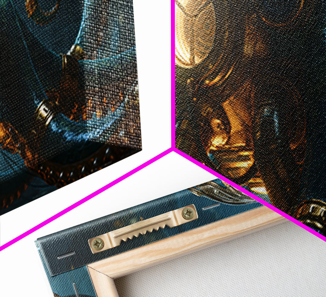 Steampunk Octopus with Brass Tentacles Canvas Print, Steampunk Art, Digital Print, Living Room Decor, Fine Art, Mechanic, STE-2x1-73