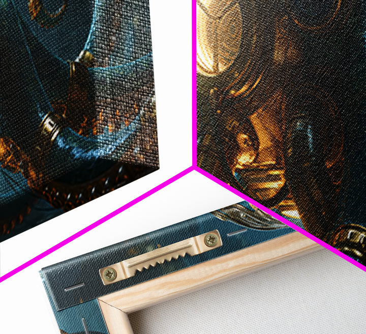 Steampunk Octopus with Brass Tentacles Canvas Print, Steampunk Art, Digital Print, Living Room Decor, Fine Art, Mechanic, STE-2x1-73