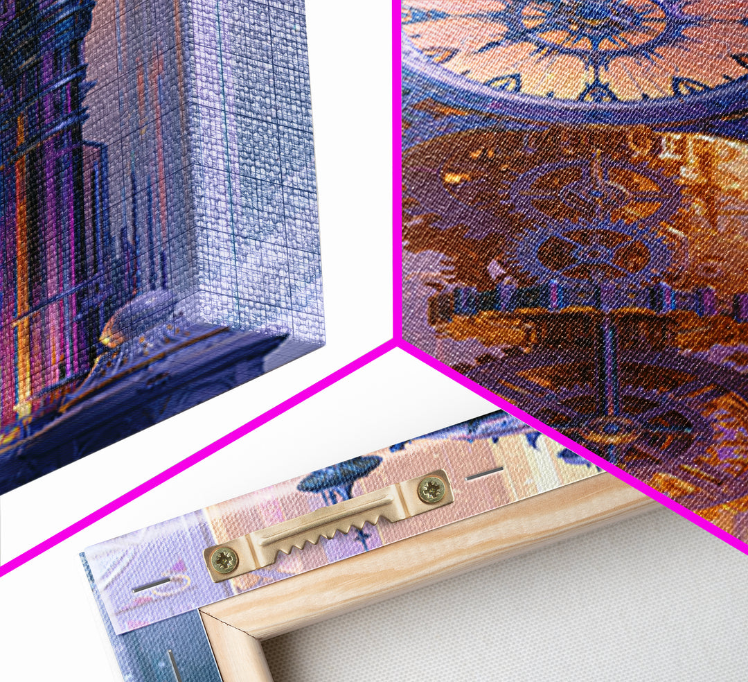 Clock Tower Gears Framed Canvas Print, Steampunk Art, Living Room Decor, Oil Painting, Mechanic, Whimsigoth Decor, STE-2x3-21