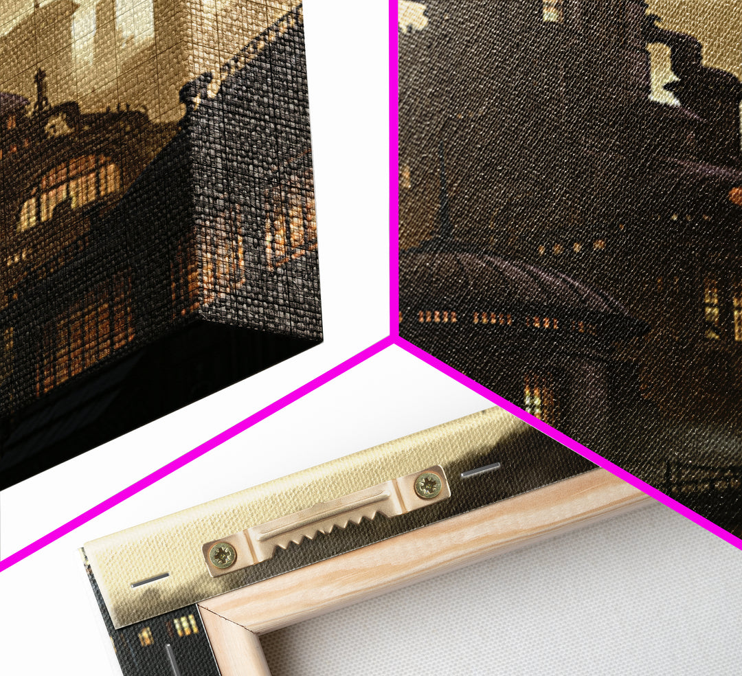 Steam Powered City Skyline Canvas Print, Steampunk Art, Original Art, Living Room Decor, Abstract Art, Mechanic, Cat Art, STE-2x3-29