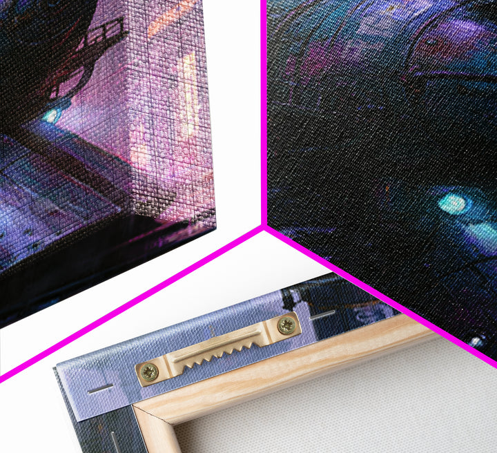Steam Powered City Skyline Framed Canvas Print, Steampunk Art, Printable Art, Living Room Decor, Abstract Art, Mechanic, STE-2x3-53