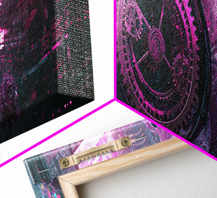 Mechanical Rose Made of Copper Gears Canvas Print, Steampunk Art, Digital Art, Living Room Decor, Fine Art, Mechanic, STE-3x1-91