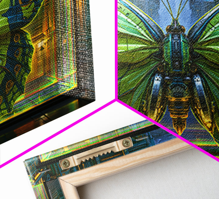 Mechanical Butterfly Specimen Canvas Print, Steampunk Art, Whimsigoth Decor, Living Room Decor, Mechanic, Neutral Decor, STE-3x2-42