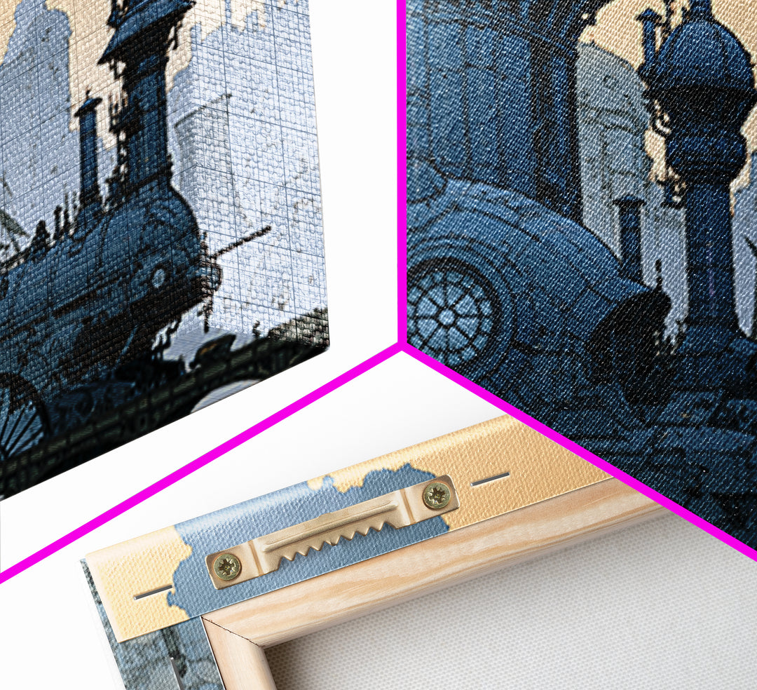 Steam Powered City Skyline Canvas Print, Steampunk Art, Neutral Decor, Living Room Decor, Fine Art, Mechanic, Home Decor, STE-3x2-49