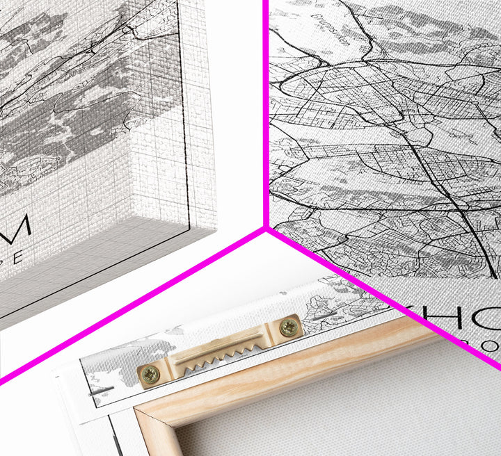 Stockholm Street Map, Sweden Map, Europe City Map Print, Modern Wall Art, Wall Art, Canvas Print, Dorm Room Décor, Wedding Gifts, Travel Art