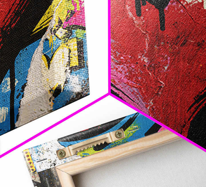 Neon Heart with Rough Drips Framed Canvas Print, Street Art, Abstract Art, Living Room Decor, Fine Art, Urban, Anime Art, STR-1x1-11