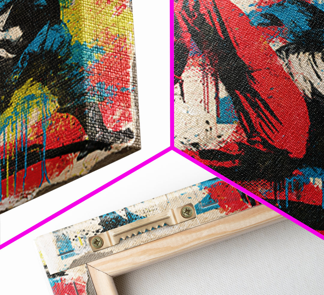 Breakdancer Frozen in Energetic Motion Framed Canvas Print, Street Art, Anime Art, Living Room Decor, Abstract Art, Urban, STR-1x1-42