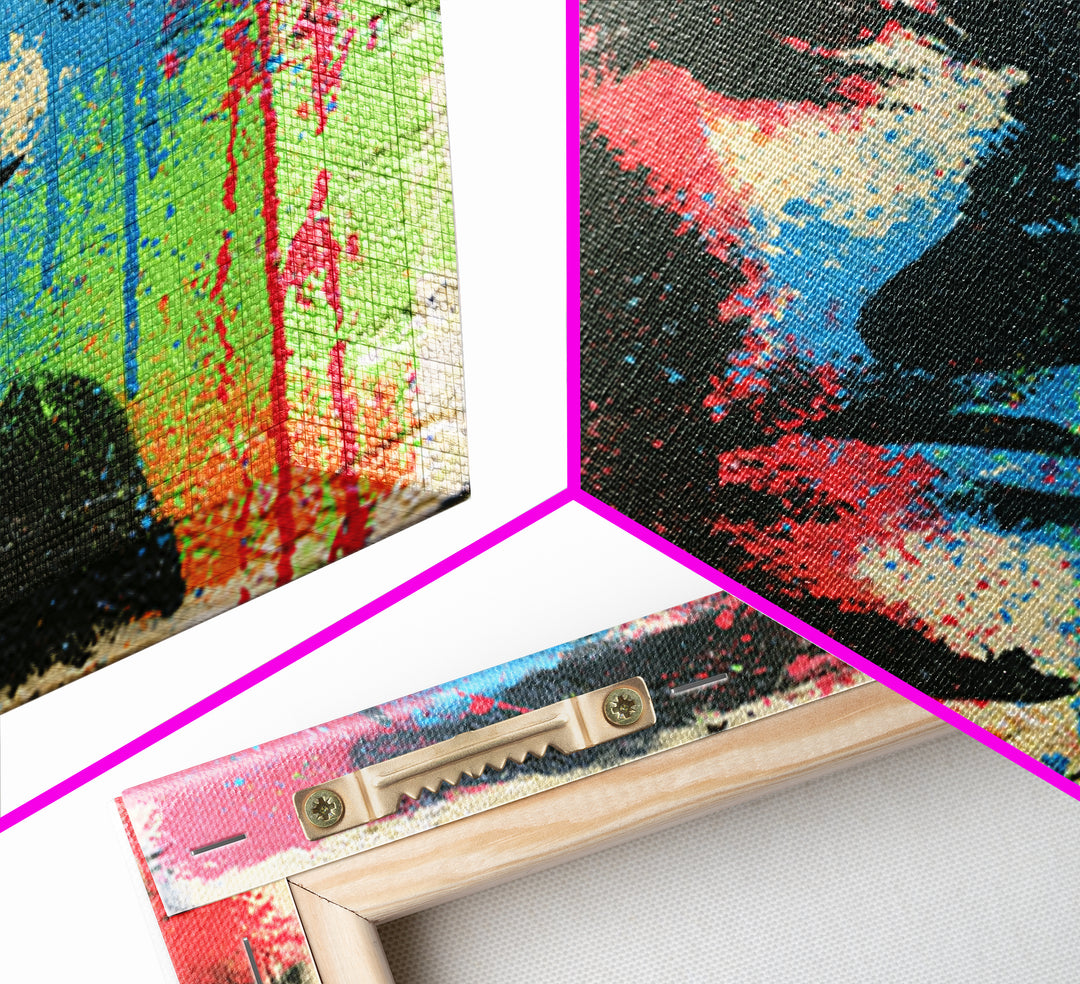 Bold Stencil Portrait Canvas Print, Street Art, Art Print, Living Room Decor, Oil Painting, Urban, Original Painting, STR-1x1-49