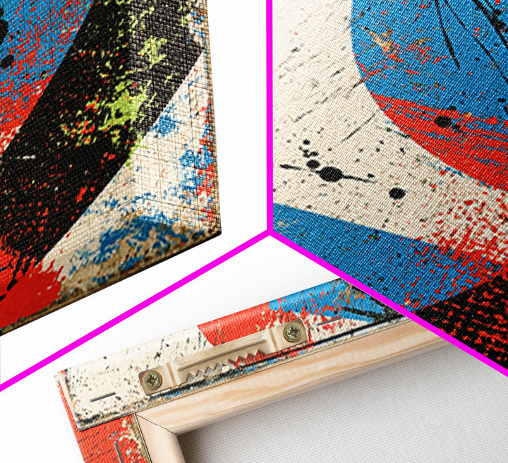 Skate Ramp Pattern Framed Canvas Print, Street Art, Original Artwork, Living Room Decor, Fine Art, Urban, Textured Painting, STR-1x1-70