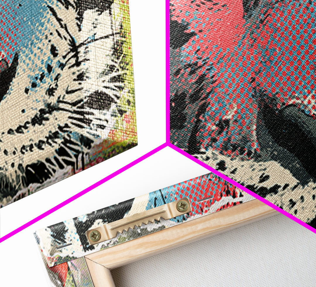Spray Painted Tiger Face Canvas Print, Street Art, Painting, Living Room Decor, Oil Painting, Urban, Abstract Painting, STR-2x1-52