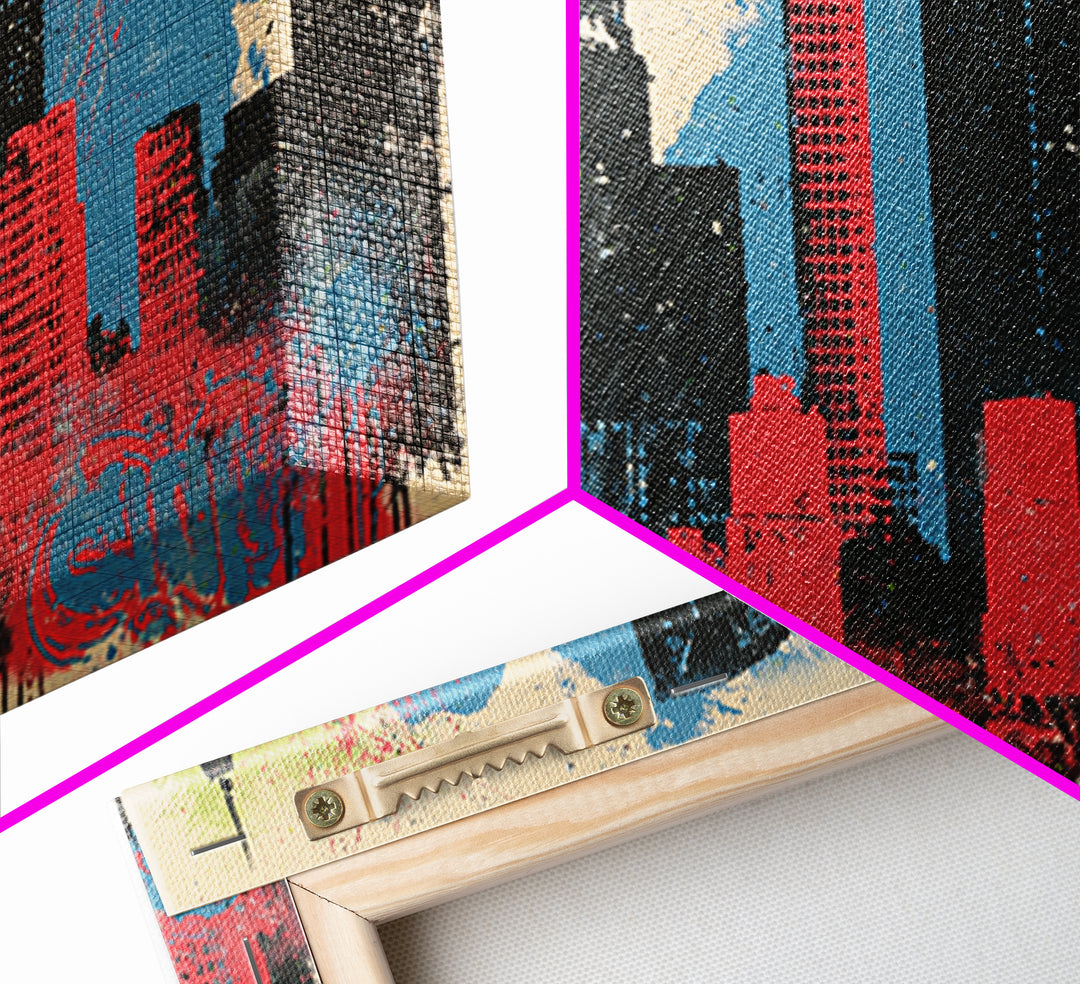 Urban Skyline Made from Stencil Layers Canvas Print, Street Art, Living Room Decor, Abstract Art, Urban, Abstract Painting, STR-2x1-58