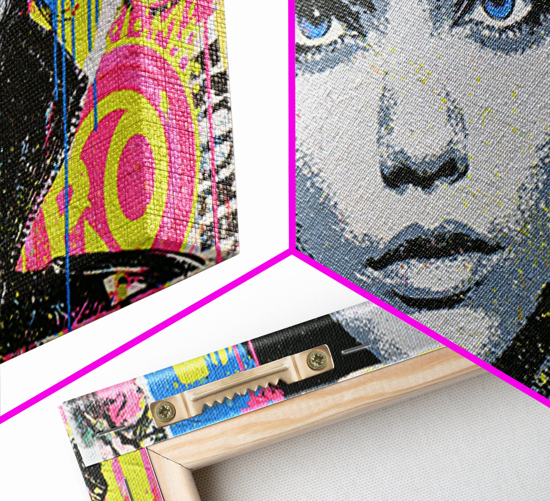 Bold Stencil Portrait Canvas Print, Street Art, Abstract Painting, Living Room Decor, Fine Art, Urban, Gallery Decor, STR-2x1-69