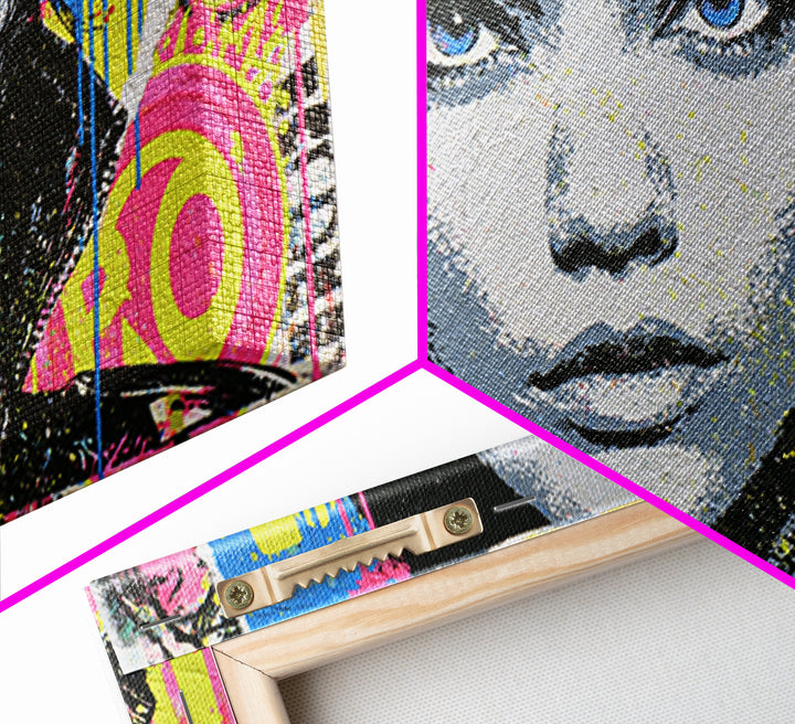 Bold Stencil Portrait Canvas Print, Street Art, Abstract Painting, Living Room Decor, Fine Art, Urban, Gallery Decor, STR-2x1-69